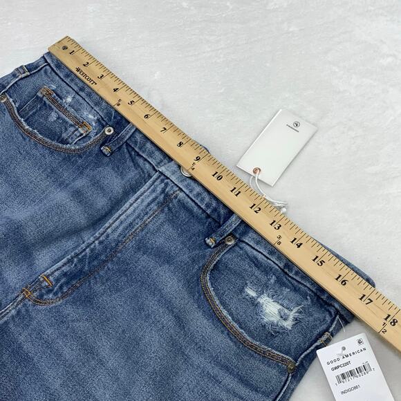 NWT Good American Good Waist Cropped Palazzo Jeans Womens 15 Wide Leg Stretch - Picture 9 of 16